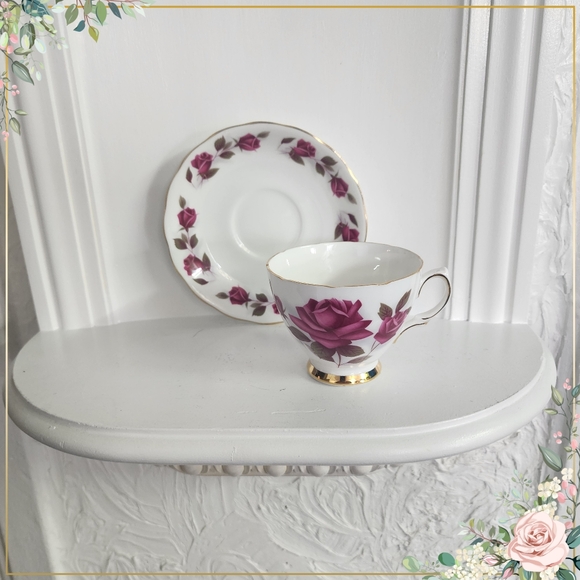 Colclough Bone China Pink Rose Tea Cup and Saucer - Picture 1 of 6